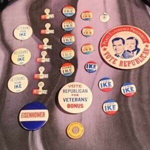 Large lot of vintage republican campaign pins Eisenhower/Nixon